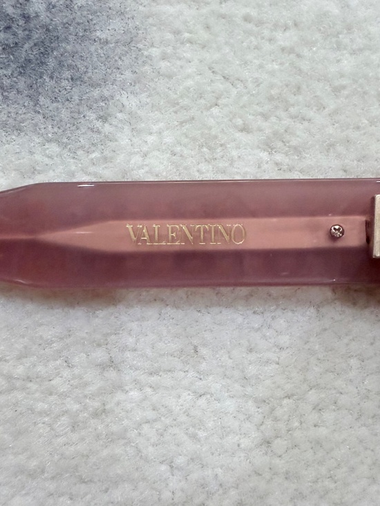 Valentino V-Cinque VLS108C Pink Gold Rectangular Thick Frame Studded Sunglasses main image 4
